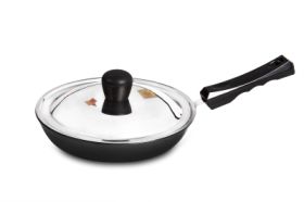 Hard Anodised Ind Comp Fry Pan With Ss Lid 22 Cm