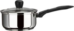 Stainless Steel Sauce Pan With Glass Lid 14 Cm - 1.000 Ltrs
