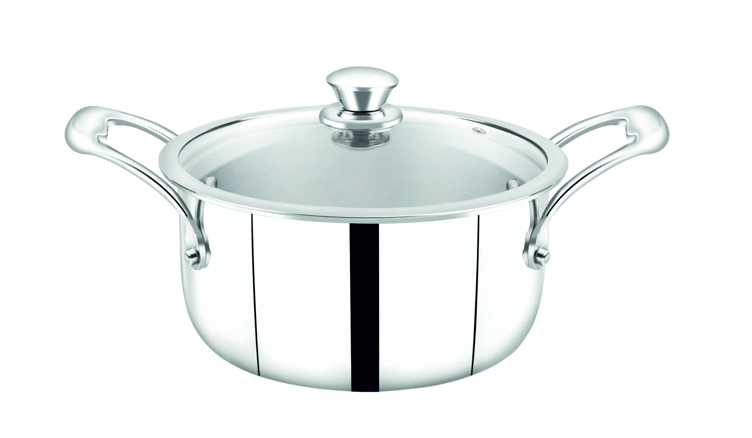 Stainless Steel Tri Ply Casserole With Glass Lid 18 Cm - 2.000 Ltrs - Lyra